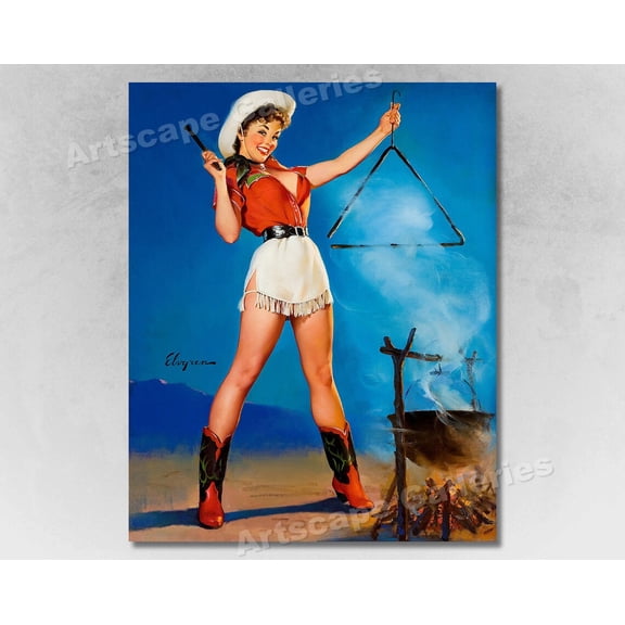 1950's Elvgren Western Pin-Up "Come and Get It", Unframed Poster