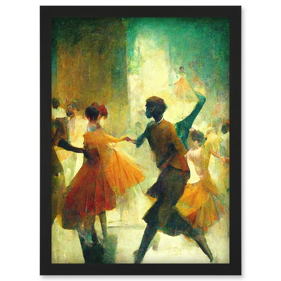 1950's Jazz Club Dancers Degas Style Painting Artwork Framed Wall Art Print A4