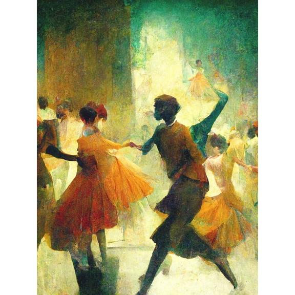 1950's Jazz Club Dancers Degas Style Painting Large Wall Art Poster Print Thick Paper 18X24 Inch