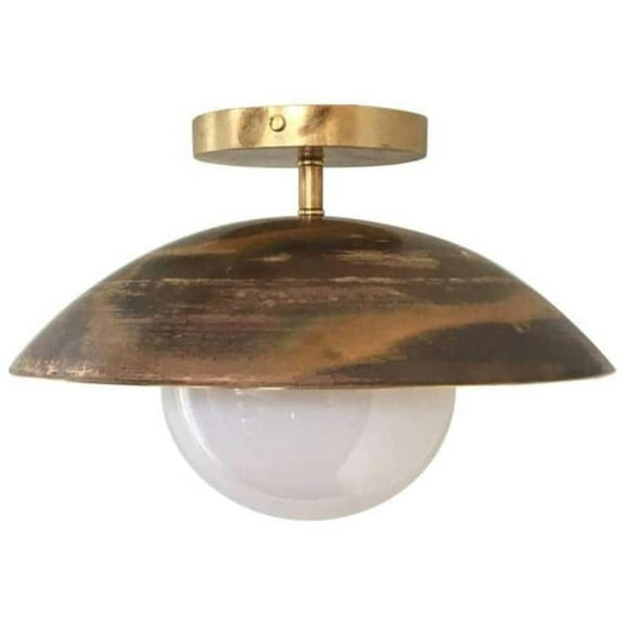 1950's Mid Century 1 Light Sasco Semi-Flush Mount Brass Light Fixture
