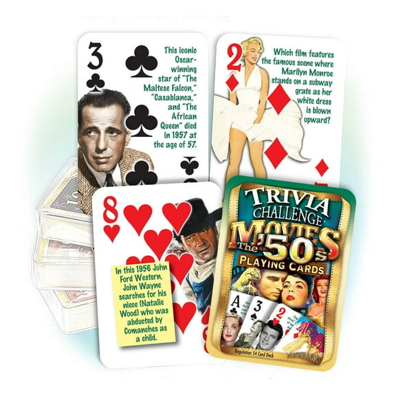 1950's Movies Trivia Challenge Playing Cards: 70th Birthday or Anniversary Gift