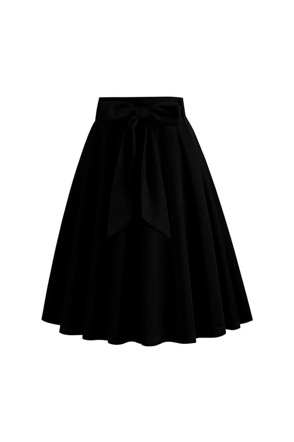 1950's Vintage Pleated Skirt Women High Waist A-line Retro Flared Midi Skirts with Tie