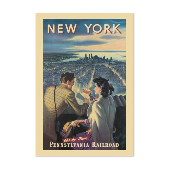 1950S New York Pennsylvania Railroad Vintage Travel Poster, Classic Collection Wall Art Decor , Poster Print Only