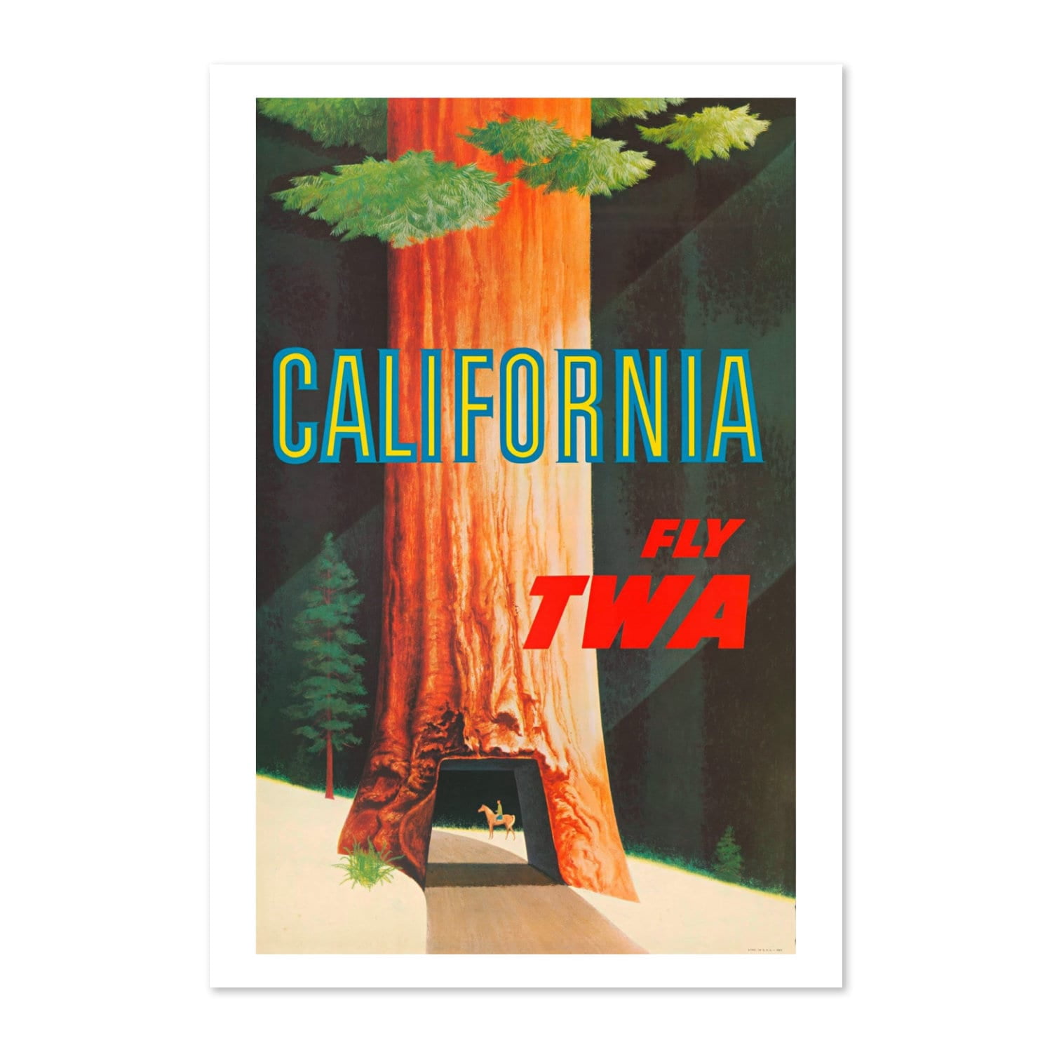 1950S Twa California Redwoods Drive Thru Tree Travel Poster, Classic ...