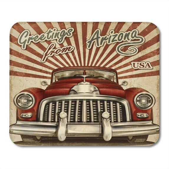 1950S Vintage Touristic with Retro Car Arizona 1960S 1970S 40S Aged America Mousepad Mouse Pad Mouse Mat 9x10 inch