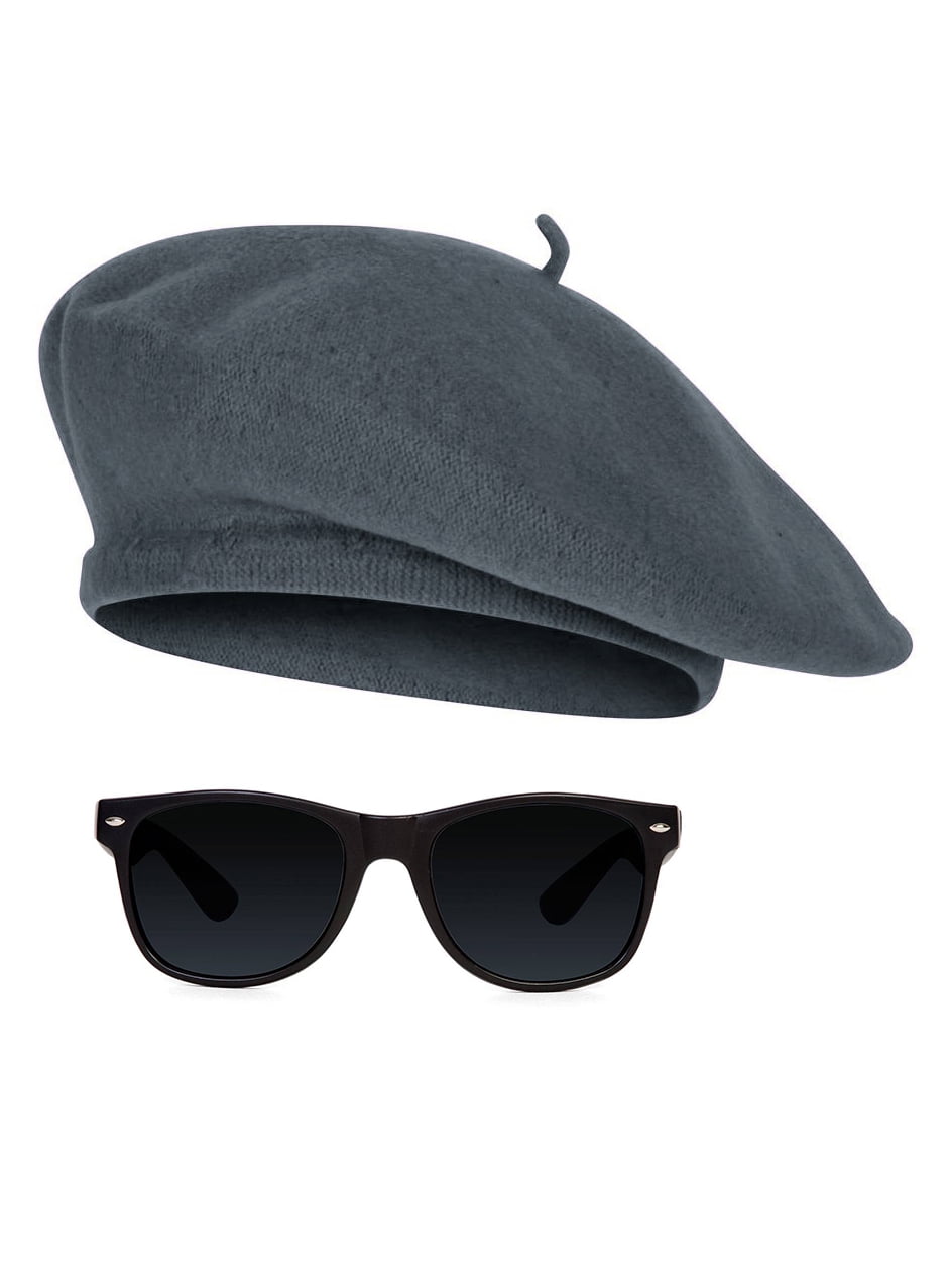 1950s Beatnik Hipster Combo Kit Beret and Sunglass, Black