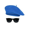 thumbnail image 1 of 1950s Beatnik Hipster Combo Kit Beret and Sunglass, Royal, 1 of 1