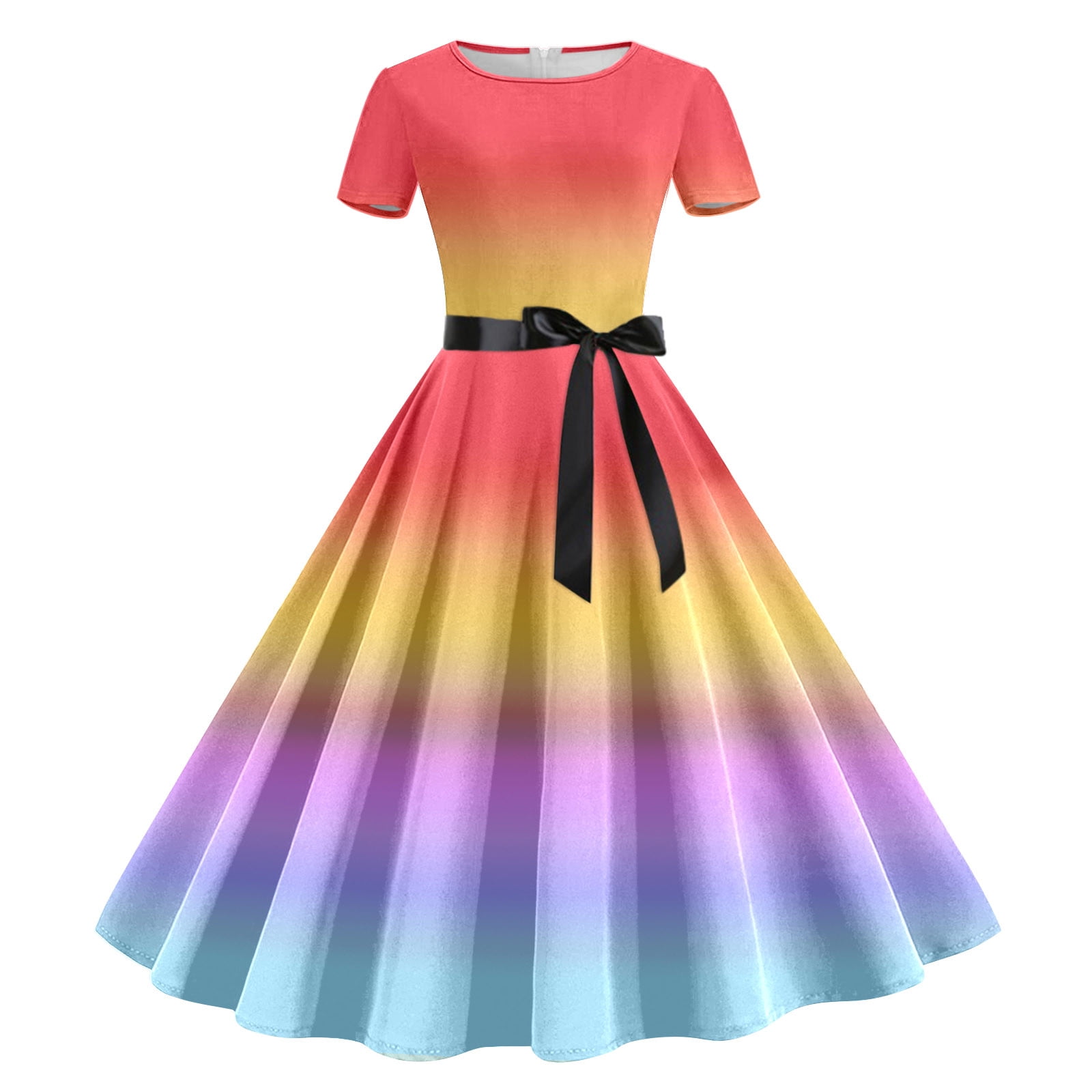 1950s Evening Party Prom Dress For Womens Colorful Gradient