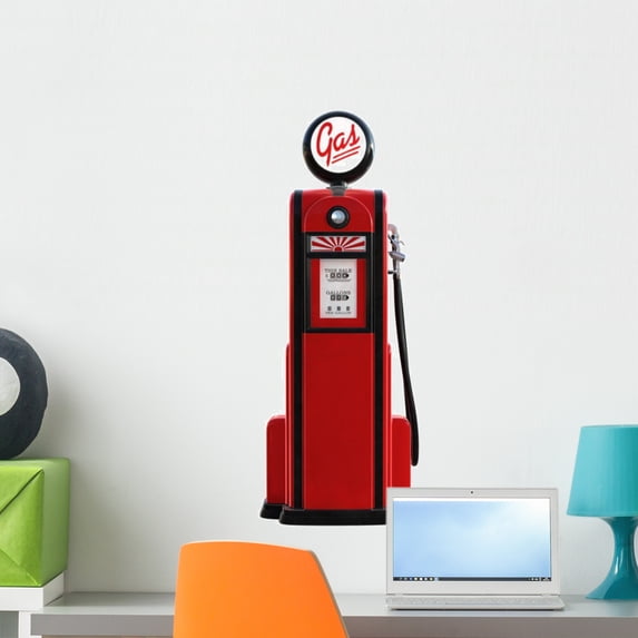 1950s Gas Pump Wall Decal by Wallmonkeys Peel and Stick Graphic (24 in H x 9 in W) WM288106