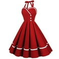 thumbnail image 1 of 1950s Halter Dress for Womens Vintage Sleeveless Dresses Wedding Cocktail Party Button Dress Evening Short Swing Gown, 1 of 5