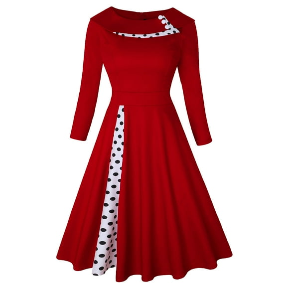 1950s Retro Dress for Women's Polka Dot Dresses Vintage Cocktail Swing Dresses Audrey Hepburn Rockabilly Dress Costume