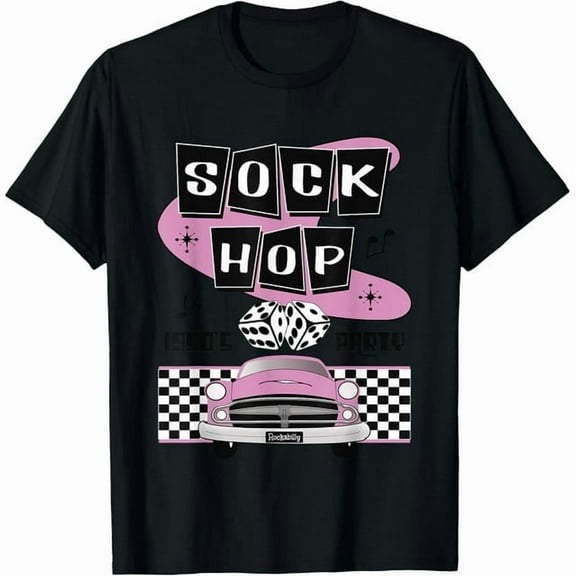 1950s Sock Hop Dance Party Retro 50s Costume Rockabilly Pink T-Shirt