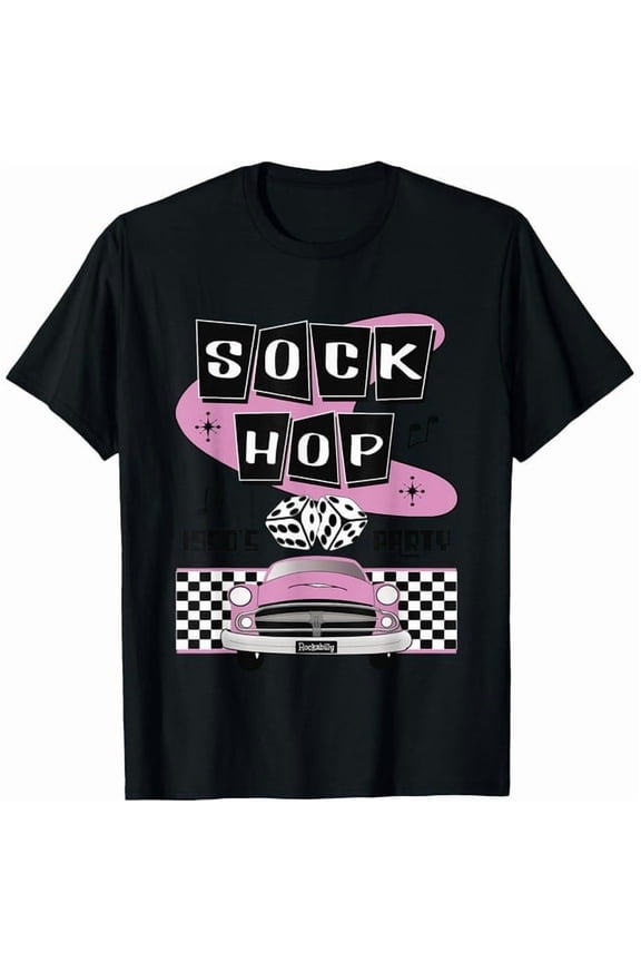 1950s Sock Hop Dance Party Retro 50s Costume Rockabilly Pink T-Shirt