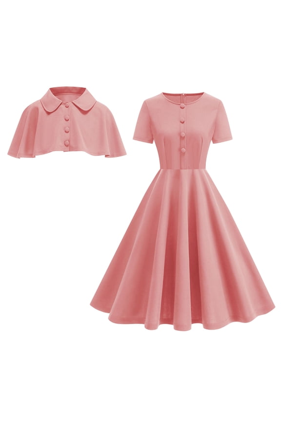 1950s Vintage Cocktail Dresses for Women Wedding Guest Retro 50's Swing Dresses Church Tea Party Prom Dress with Shrug