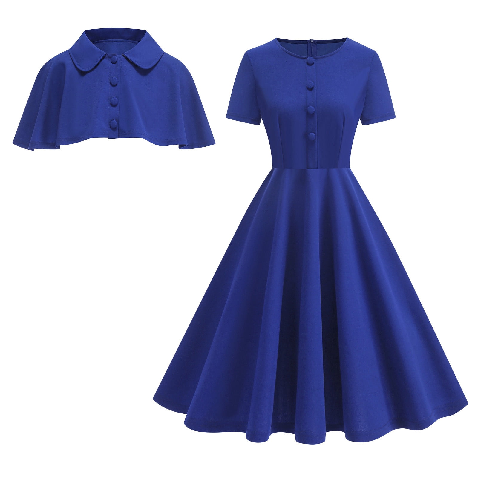 1950s Vintage Cocktail Dresses for Women Wedding Guest Retro 50's Swing Dresses Church Tea Party Prom Dress with Shrug