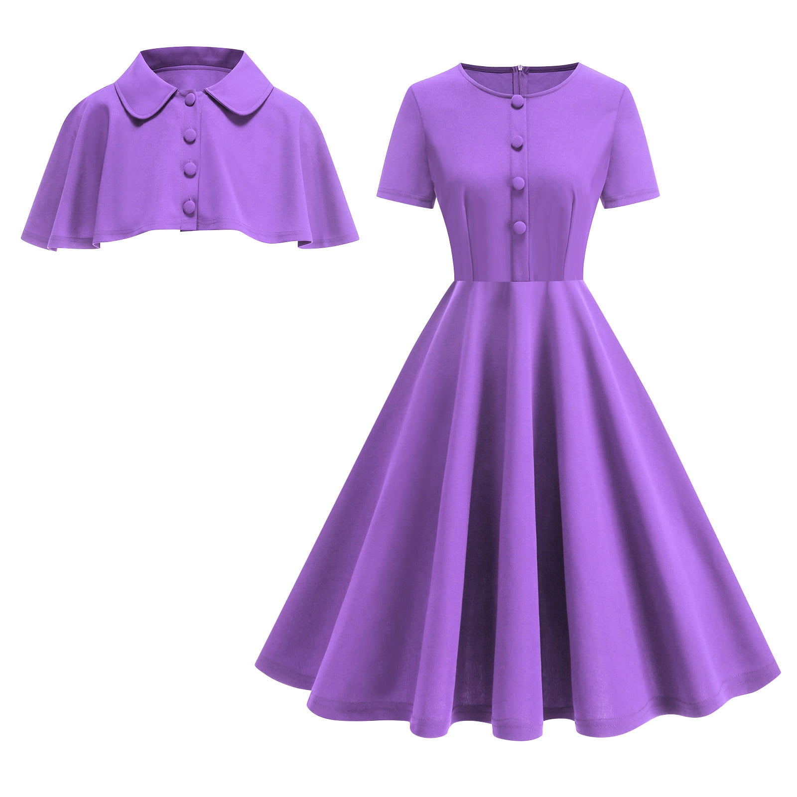 1950s Vintage Cocktail Dresses for Women Wedding Guest Retro 50's Swing Dresses Church Tea Party Prom Dress with Shrug