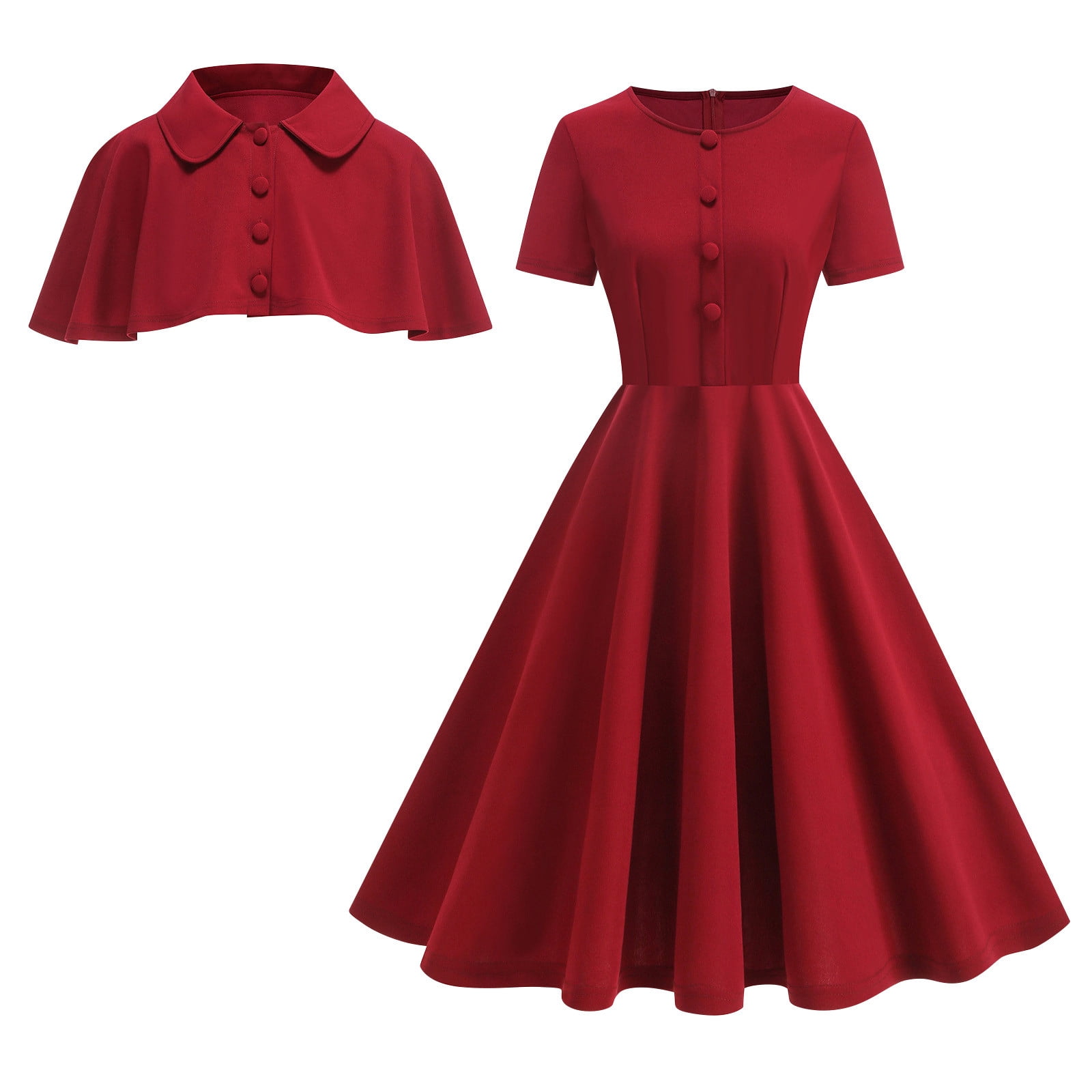 1950s Vintage Cocktail Dresses for Women Wedding Guest Retro 50's Swing Dresses Church Tea Party Prom Dress with Shrug