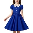 thumbnail image 1 of 1950s Vintage Dresses for Girls Party Birthday Poster Formal Fancy Flower Princess Dresses Blue 8-9 Years, 1 of 6