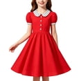 thumbnail image 1 of 1950s Vintage Dresses for Girls Party Birthday Poster Formal Fancy Flower Princess Dresses Red 10-11 Years, 1 of 6