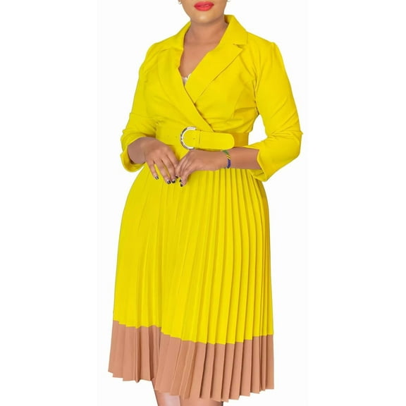 1950s Vintage Pleated Dress for Women,Women's Casual Loose Casual Midi Dress