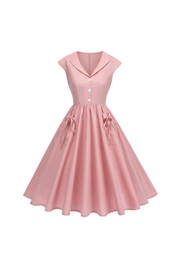 1950s Vintage Shirt Dress for Women Short Sleeve Lapel Collar Dress 2025 Elegant Cocktail Prom Swing Dresses