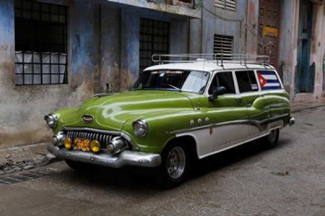 1950s era antique car and street scene from Old Havana Havana Cuba Canvas Art - Adam Jones DanitaDelimont (39 x 26)