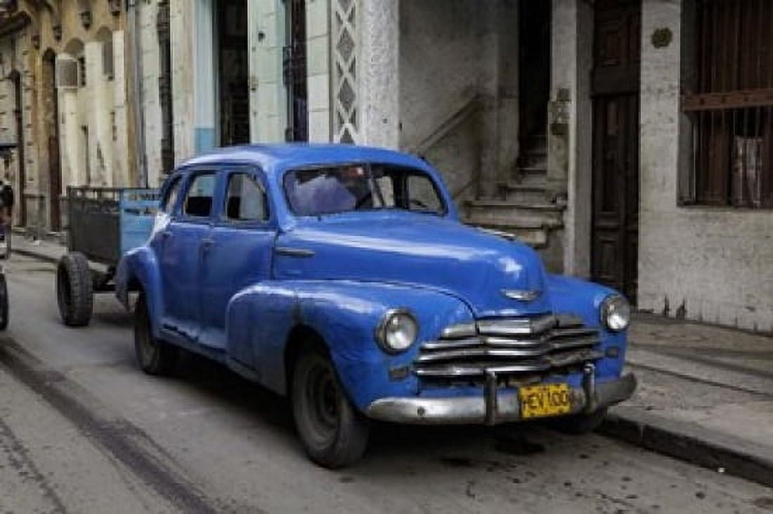 1950s era blue car Havana Cuba Canvas Art - Adam Jones DanitaDelimont (19 x 13)