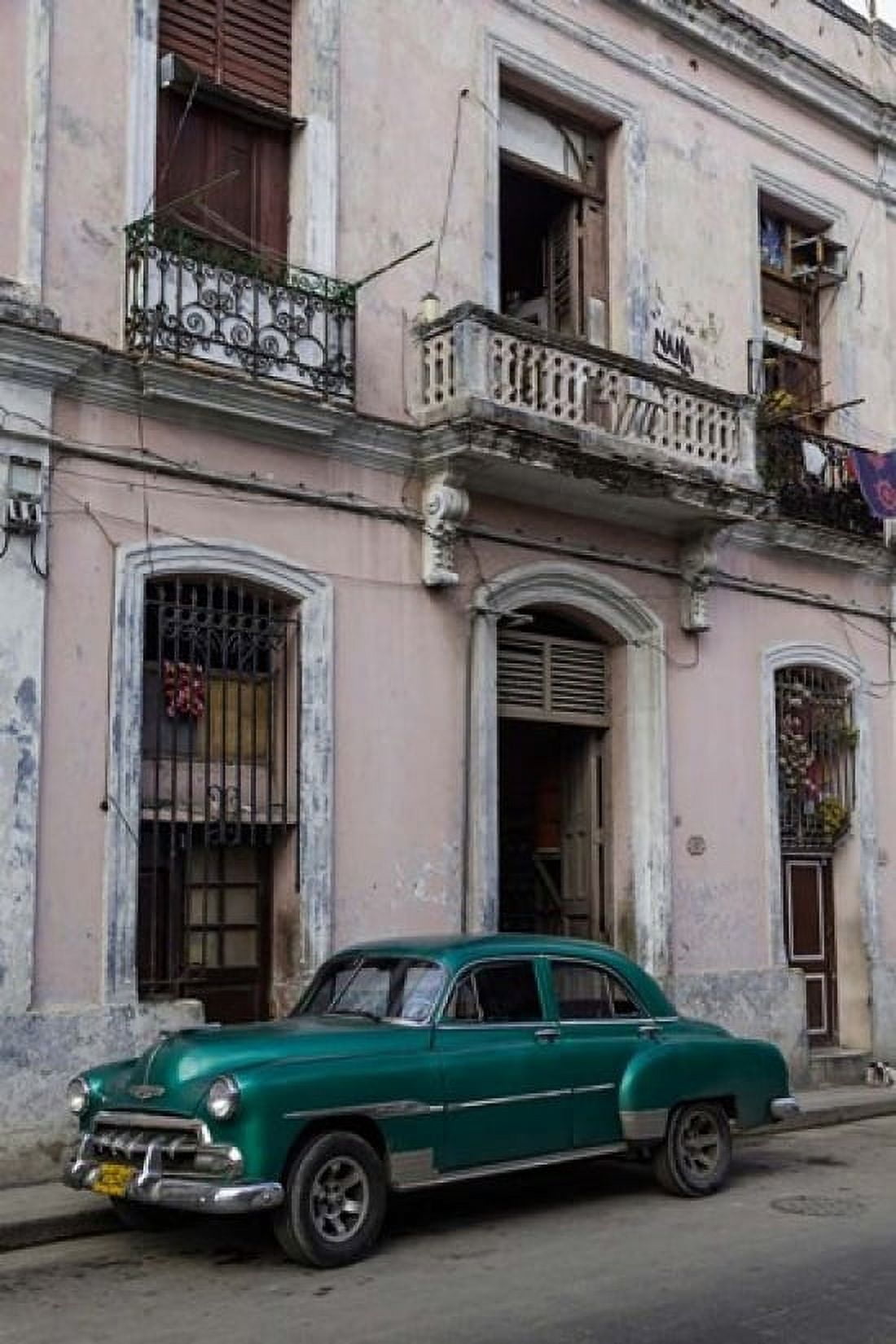 1950s era green car Havana Cuba Canvas Art - Adam Jones DanitaDelimont (13 x 19)