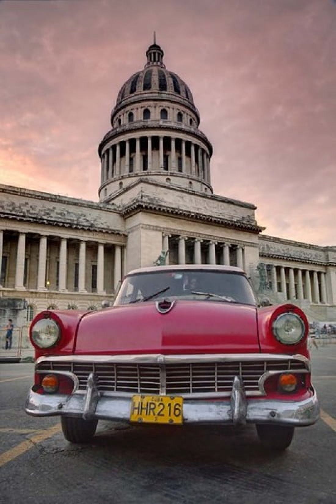 1950s era pink car Havana Cuba Canvas Art - Adam Jones DanitaDelimont (26 x 39)