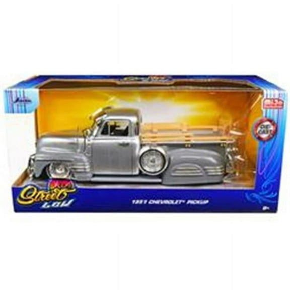 1951 Chevrolet 3100 Pickup Truck Lowrider Silver Metallic and Gray "Street Low" Series 1/24 Diecast Model Car by Jada