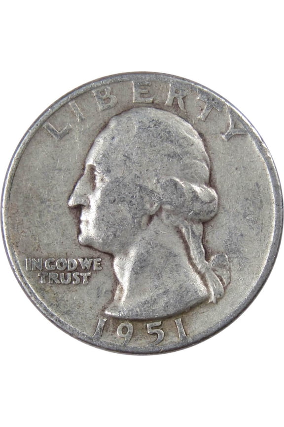 1951 D Washington Quarter VG Very Good 90% Silver 25c US Coin Collectible