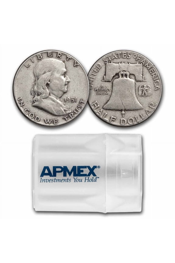 1951 Franklin Half Dollar 20-Coin Roll Avg Circ