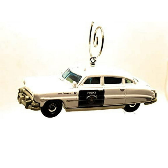 1951 Hudson Hornet Police Car Christmas Ornament 1:64 White