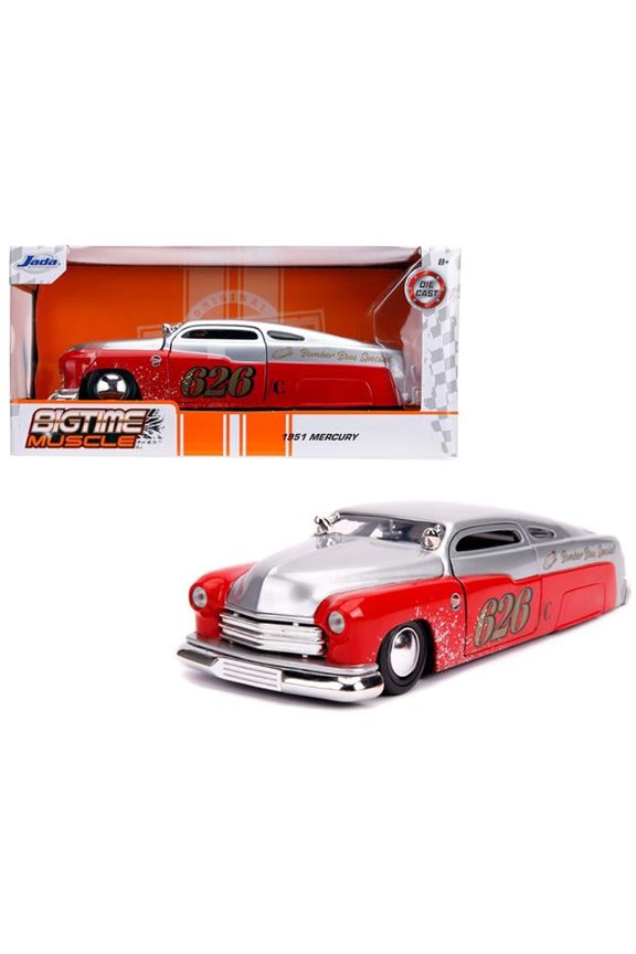 1951 Mercury Silver & Red No.626 Holley Bomber Bros Special Bigtime Muscle 1 by 24 Diecast Model Car