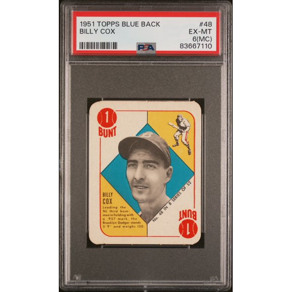 1951 Topps Blue Back Billy Cox #48 MC PSA 6