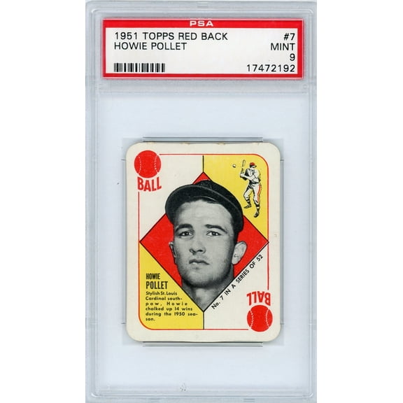 1951 Topps Red Back Howie Pollet #7 PSA 9