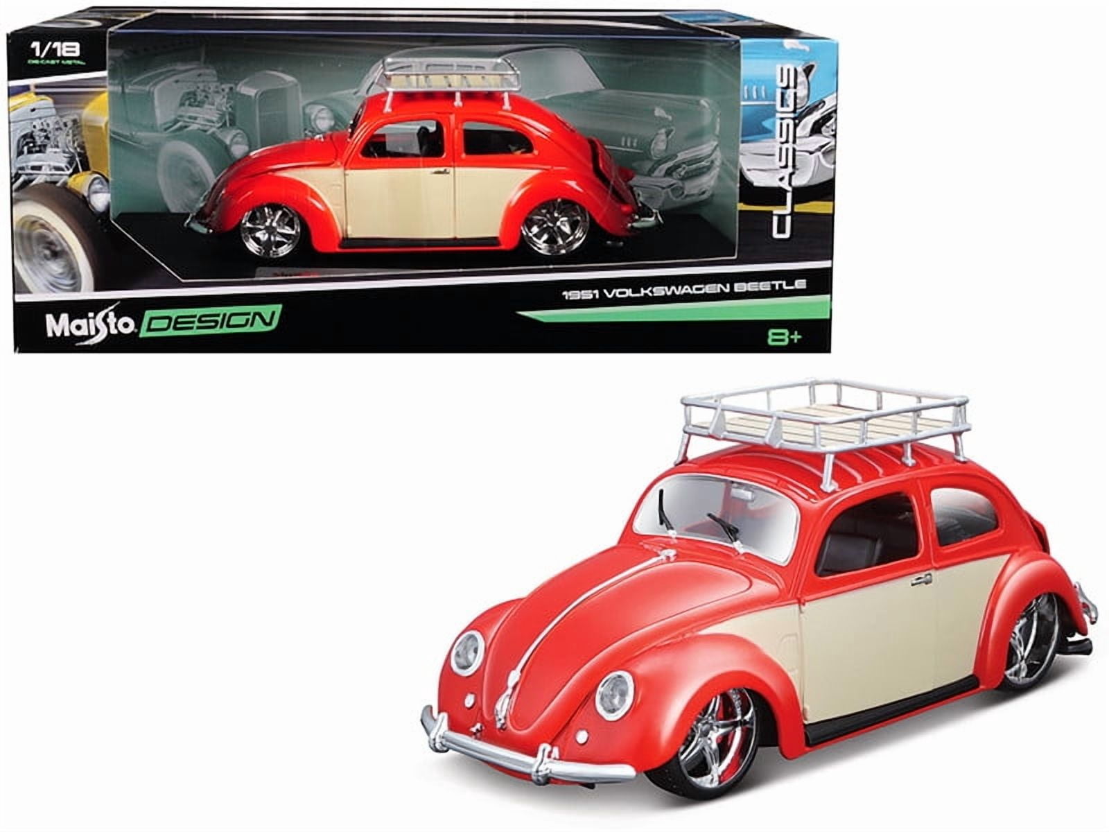 1951 Volkswagen Beetle with Roof Rack Orange Red 