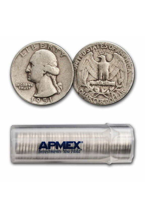 1951 Washington Quarter 40-Coin Roll Avg Circ