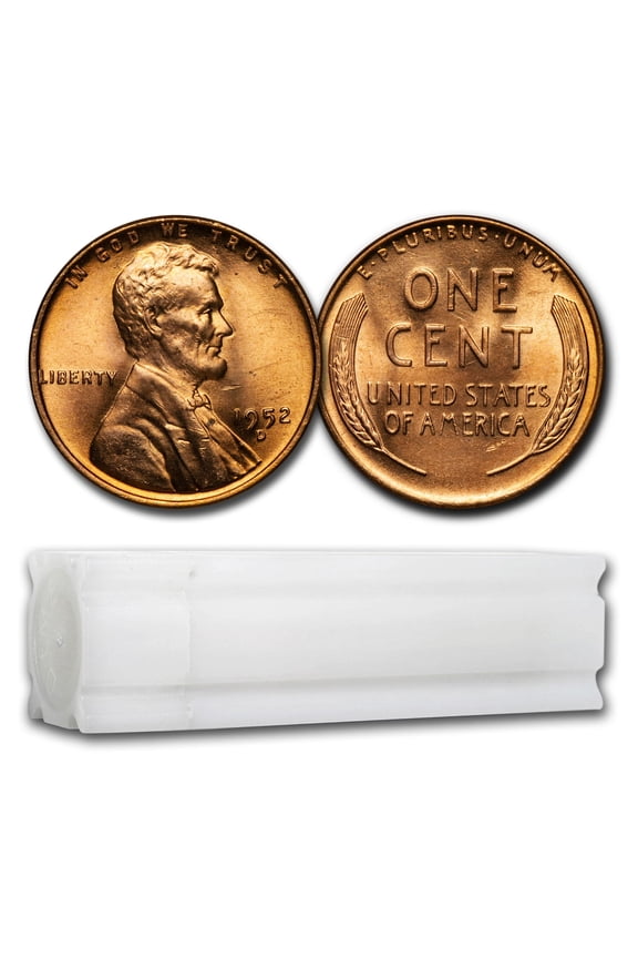 1952-D Lincoln Cent 50-Coin Roll BU