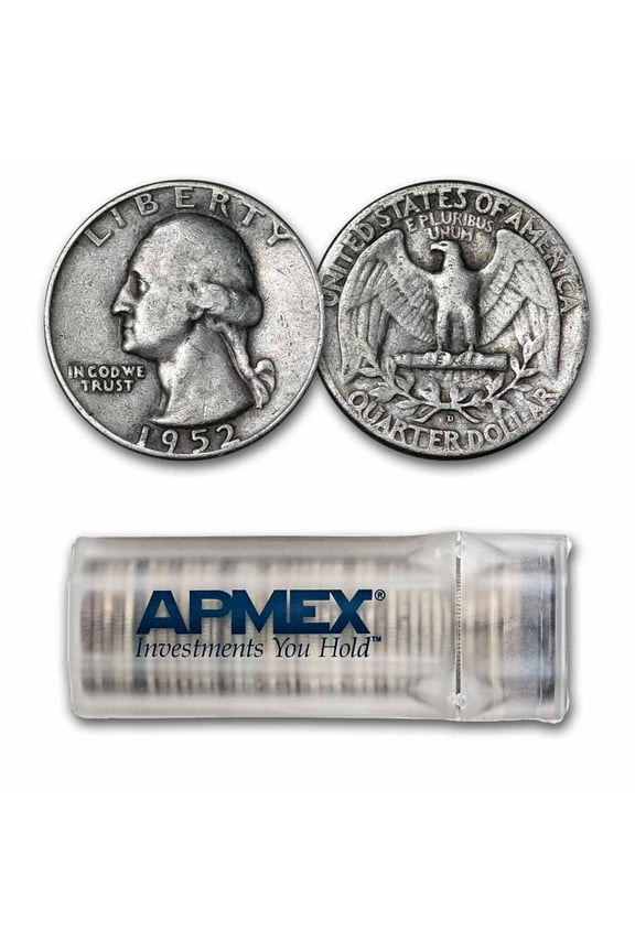 1952-D Washington Quarter 40-Coin Roll Avg Circ