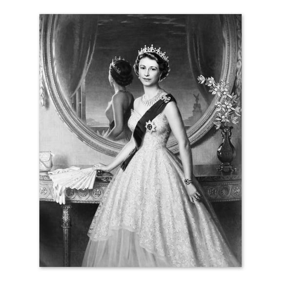 1952 Queen Elizabeth II Portrait Photo - 8x10 Inch Vintage Photo of Queen Elizabeth II Poster Wall Art Print