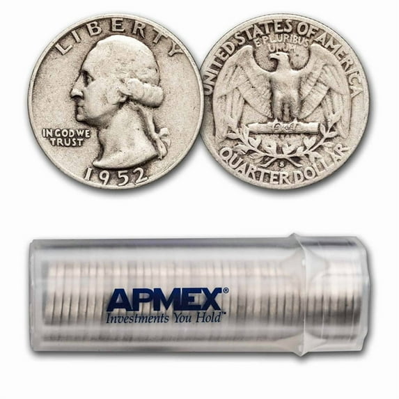 1952-S Washington Quarter 40-Coin Roll Avg Circ