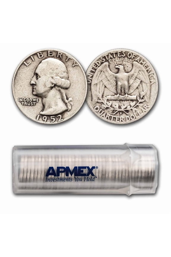 1952-S Washington Quarter 40-Coin Roll Avg Circ