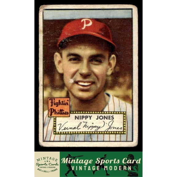 1952 Topps Nippy Jones No 213 Philadelphia Phillies MLB Baseball Card Low Grade Filler