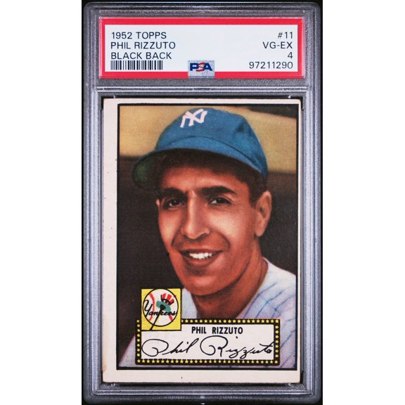 Graded 1952 Topps Phil Rizzuto #11 Black Back PSA 4 Baseball Card