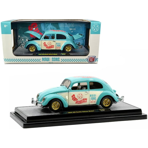 1952 Volkswagen Beetle Deluxe Model Light Blue and Wimbledon White Maui & Sons Limited Edition to 3850 pieces Worldwide 1/24 Diecast Model Car by M2 Machines
