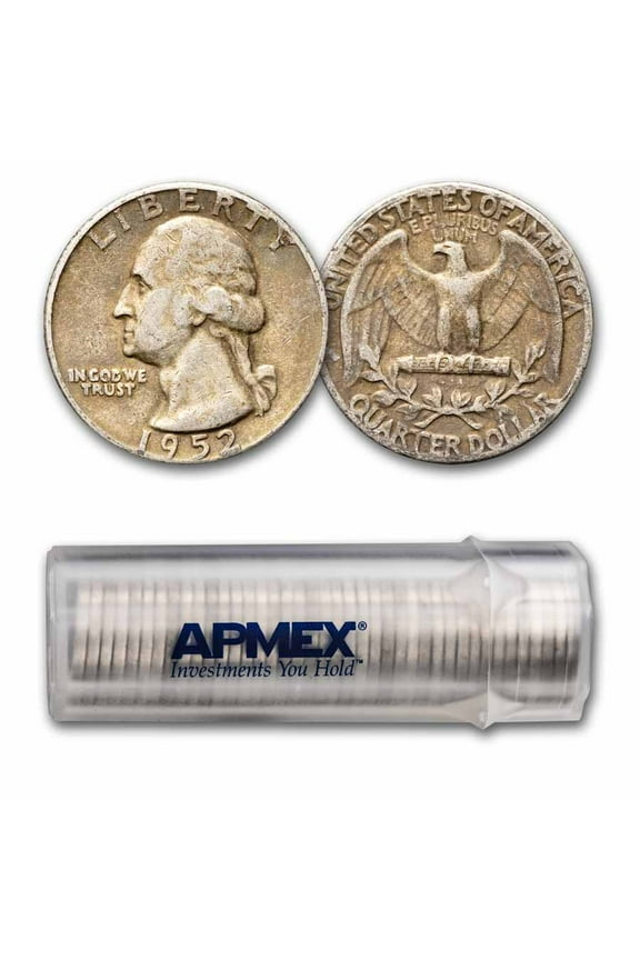 1952 Washington Quarter 40-Coin Roll Avg Circ
