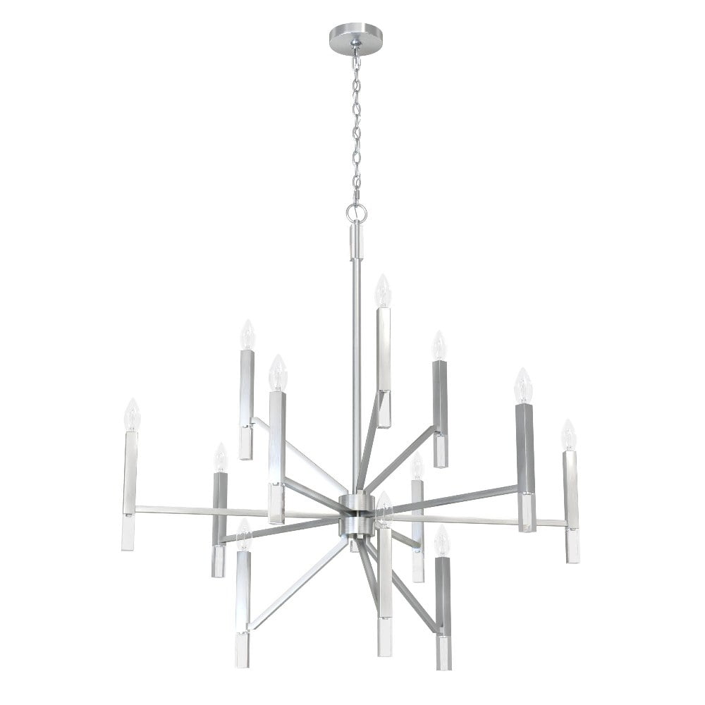 Elegant Sunjai 12-Light Nickel & Crystal 3-Tier Chandelier
