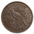 thumbnail image 1 of 1953-1965 New Zealand Bronze Penny Tui Bird Elizabeth II BU Brown, 1 of 2
