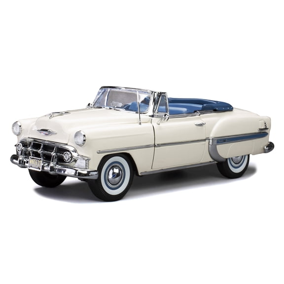 1953 Chevrolet Bel Air Open Convertible White w/Blue Interior "American Collectibles" Series 1/18 Diecast Model Car by Sun Star